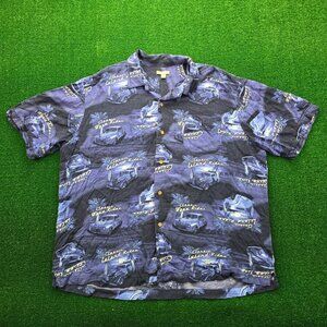 George Hawaiian Shirt Mens XL Blue Button Up Beach Tropical Classic Island Rides